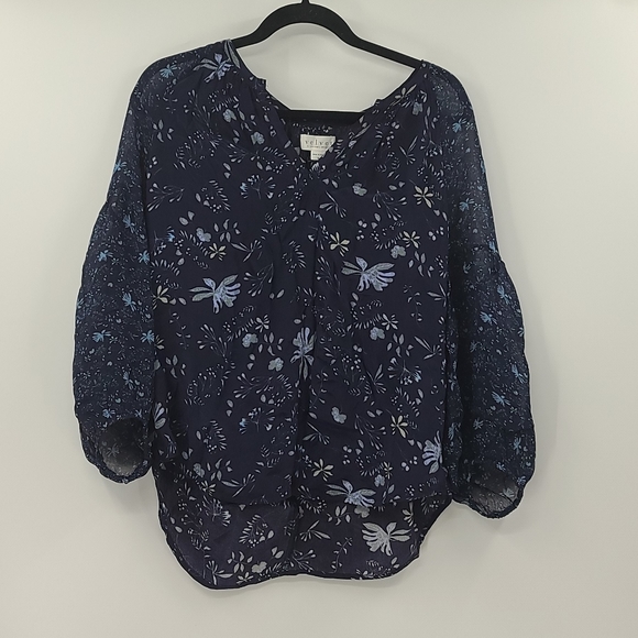 Velvet by graham and spencer navy viscose blouse - Picture 3 of 6